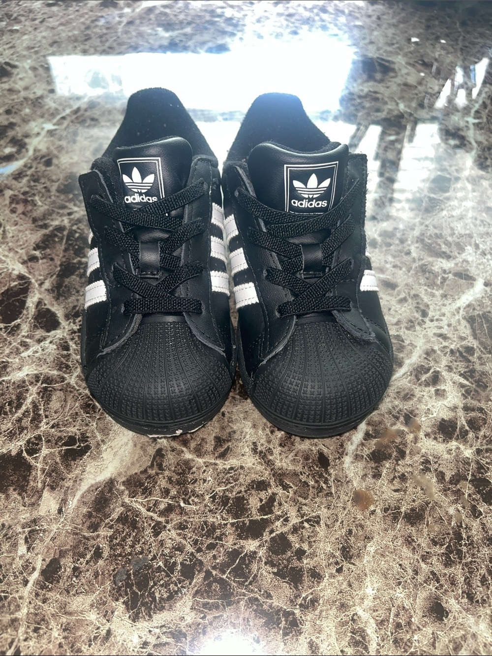 adidas Kids Black Sneakers with White Stripes
